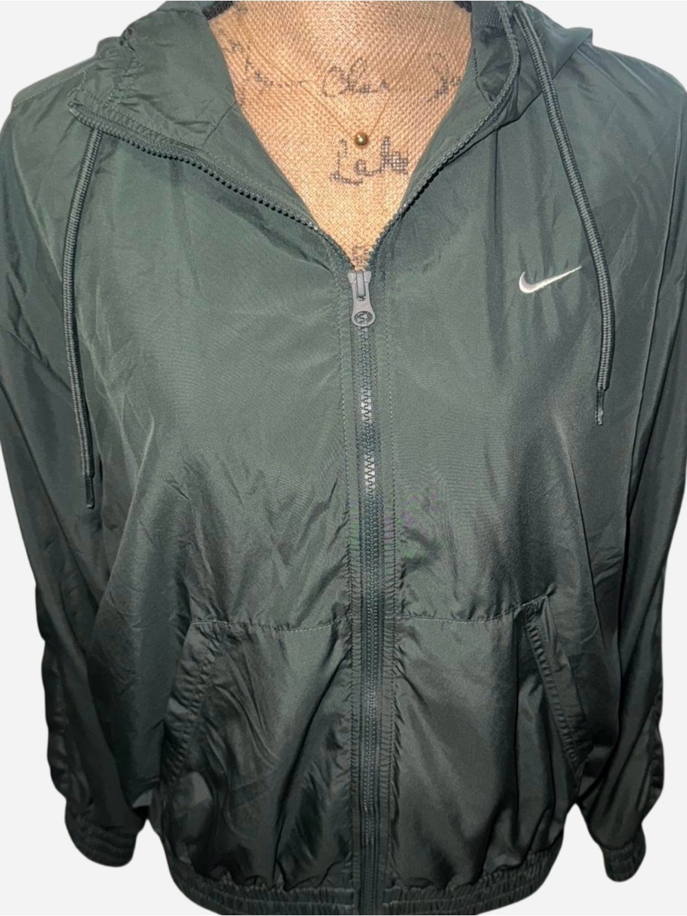Nike Vintage Dark Green Hooded Zip Jacket Size M but fits like a S